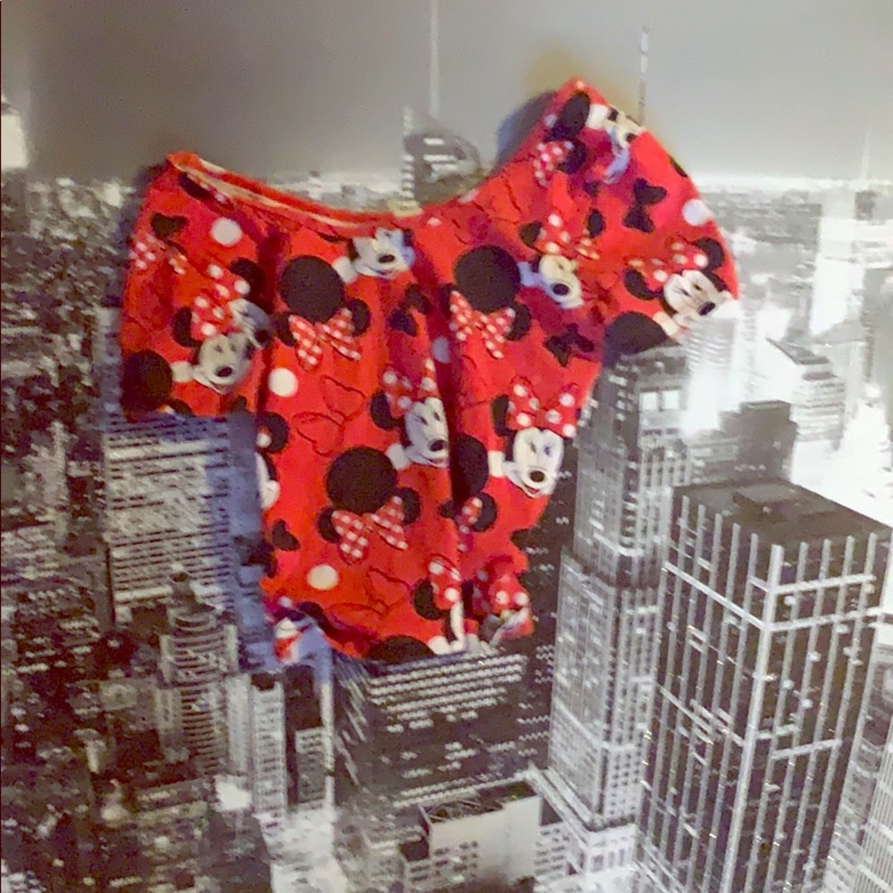 Cropped off the shoulder Minnie mouse tee